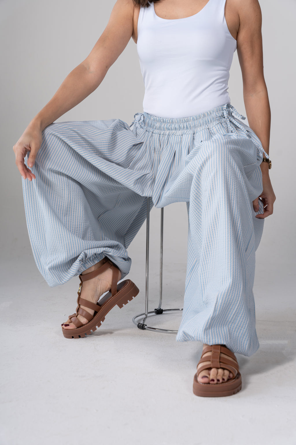Striped balloon pants